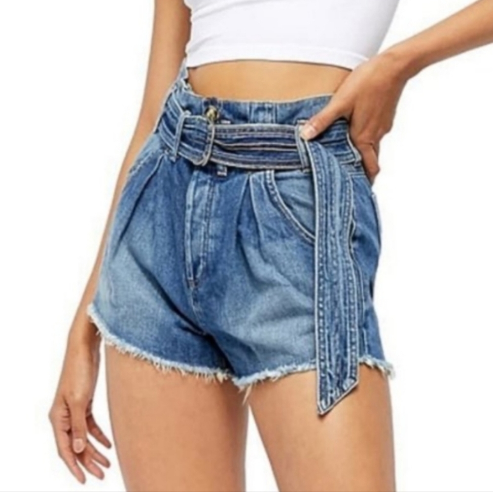Free People See You Sometime Blue Shorts